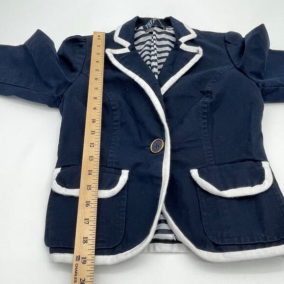 TRF ZARA Womens Preppy Blazer Jacket Size S Blue Fitted Single Button Nautical - Picture 6 of 6